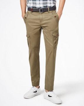 slim fit flat-front cargo pants