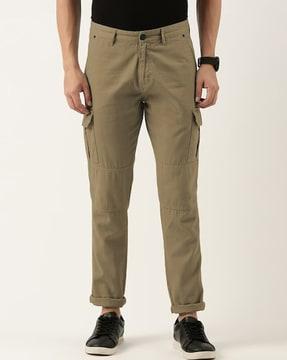 slim fit flat front cargo pants