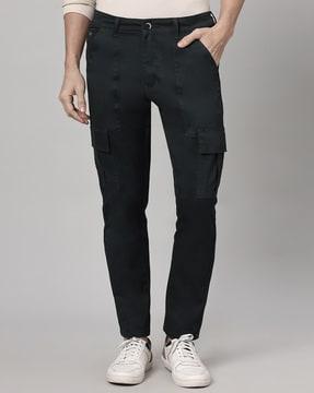 slim fit flat-front cargo pants