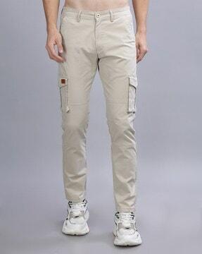 slim fit flat-front cargo pants