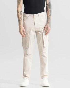 slim fit flat-front cargo pants