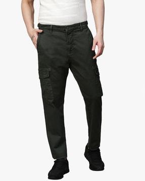 slim fit flat front cargo pants