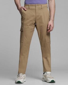 slim fit flat-front cargo pants