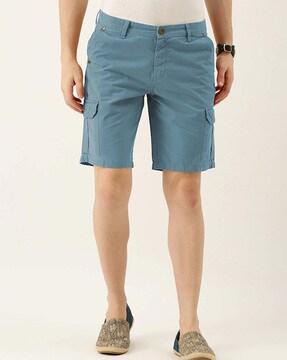 slim fit flat-front cargo shorts