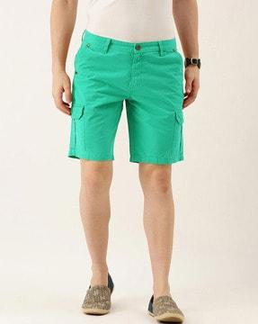 slim fit flat-front cargo shorts