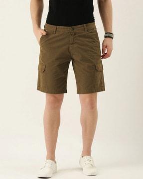 slim fit flat-front cargo shorts