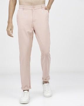 slim fit flat-front casual trousers