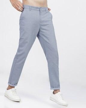 slim fit flat-front casual trousers