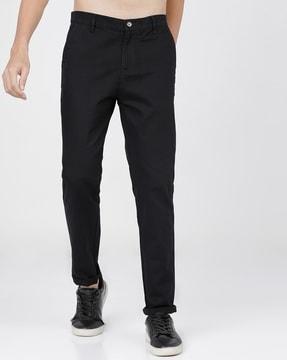 slim fit flat-front chino trousers