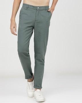 slim fit flat-front chino trousers