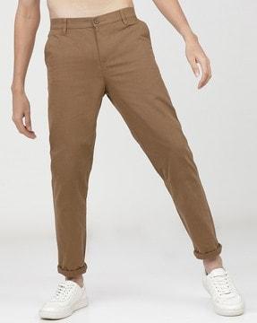 slim fit flat-front chino trousers