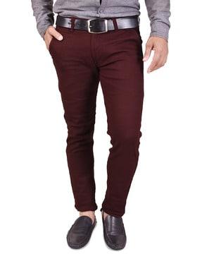 slim fit flat-front chino trousers