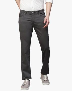 slim fit flat-front chinos with insert pockets