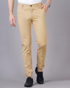 slim fit flat-front chinos