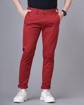 slim fit flat-front chinos