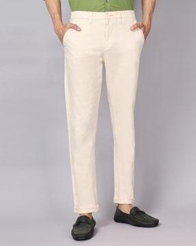 slim fit flat-front chinos