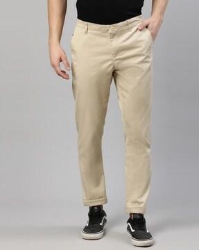 slim fit flat-front chinos