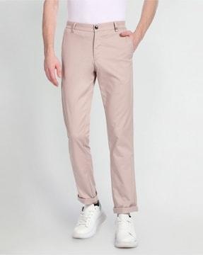 slim fit flat-front chinos