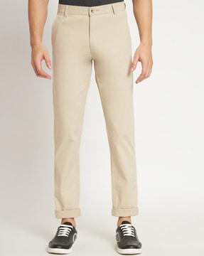 slim fit flat-front chinos