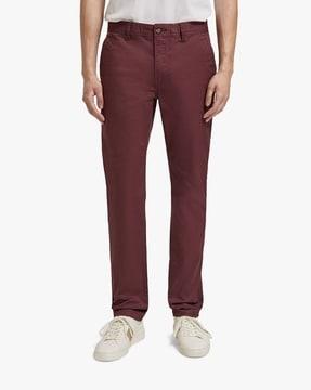 slim fit flat-front chinos