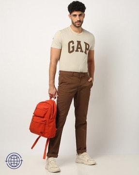 slim fit flat-front chinos