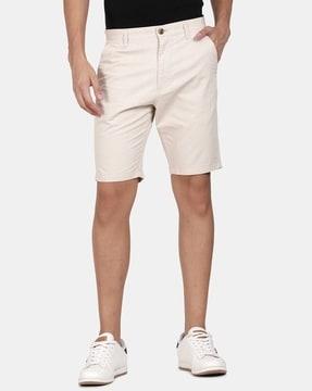 slim fit flat-front city shorts