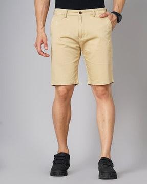 slim fit flat-front city shorts