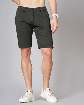 slim fit flat-front city shorts