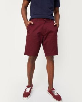 slim fit flat-front city shorts