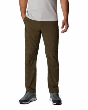 slim fit flat-front convertible pants with belt