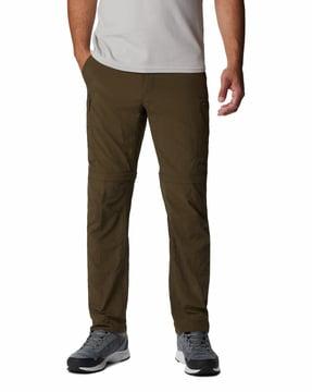 slim fit flat-front convertible pants with belt