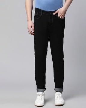 slim fit flat-front jeans