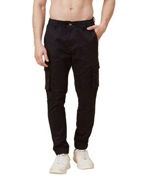 slim fit flat-front jogger pants with drawstring waist