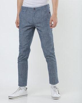 slim fit flat-front pants with insert pockets