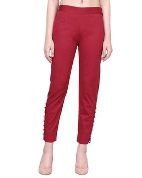 slim fit flat-front pants with slip pockets