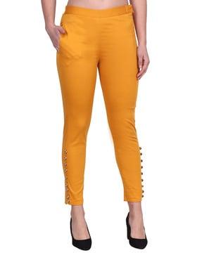 slim fit flat-front pants with slip pockets