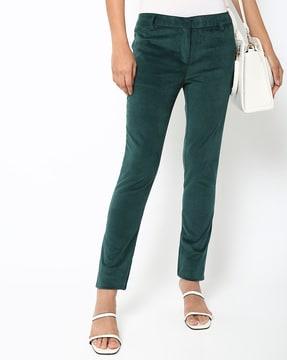 slim fit flat-front pants