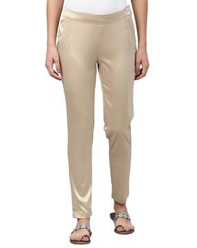 slim fit flat-front pants