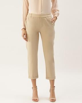 slim fit flat-front pants