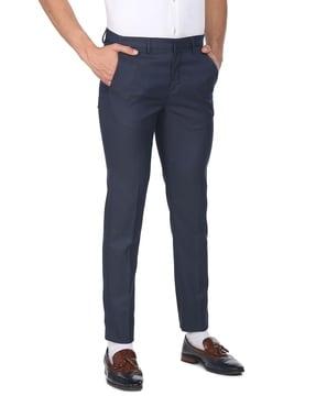 slim fit flat-front pants