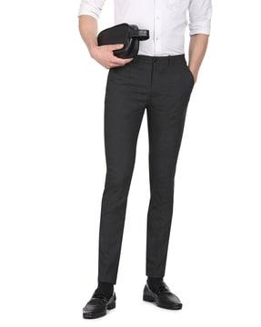 slim fit flat-front pants