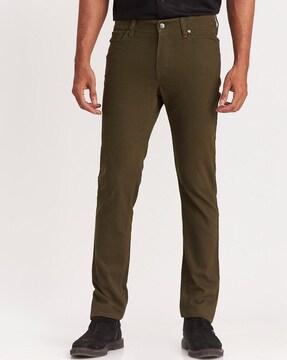 slim fit flat-front pants