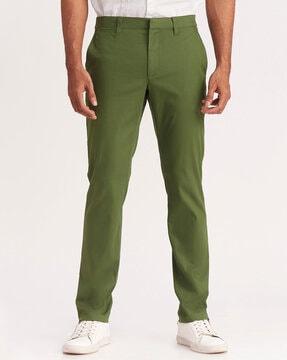 slim fit flat-front pants