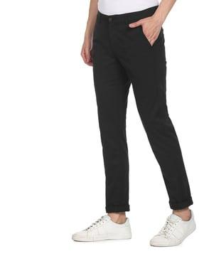 slim fit flat-front pants