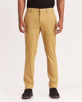 slim fit flat-front pants