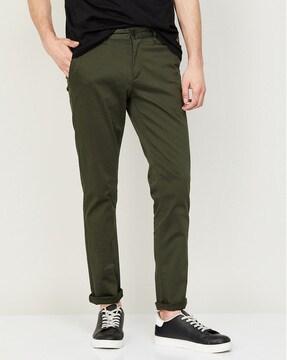 slim fit flat-front pants