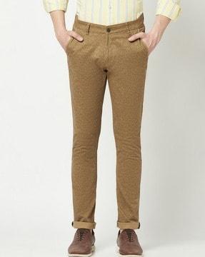 slim fit flat-front pants