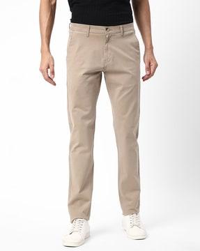 slim fit flat-front pants