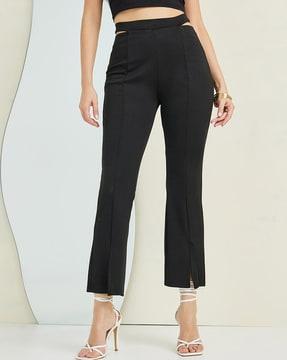 slim fit flat-front pants