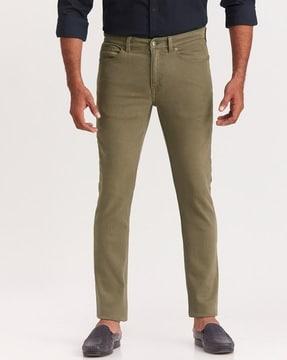 slim fit flat-front pants